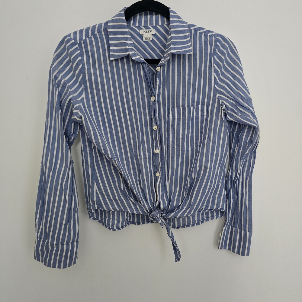 J. Crew Blue and White Striped Shirt